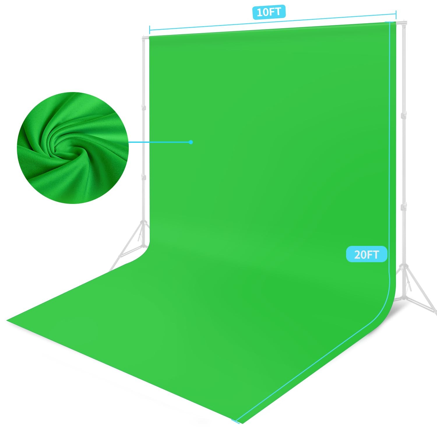 Green Backdrop 10×20 ft Green Screen High Density Polyester Photo Video Fabric