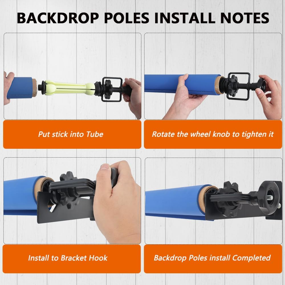 Photography Backdrop Wall Mount 3 Roller Support System,Manual Photo Background