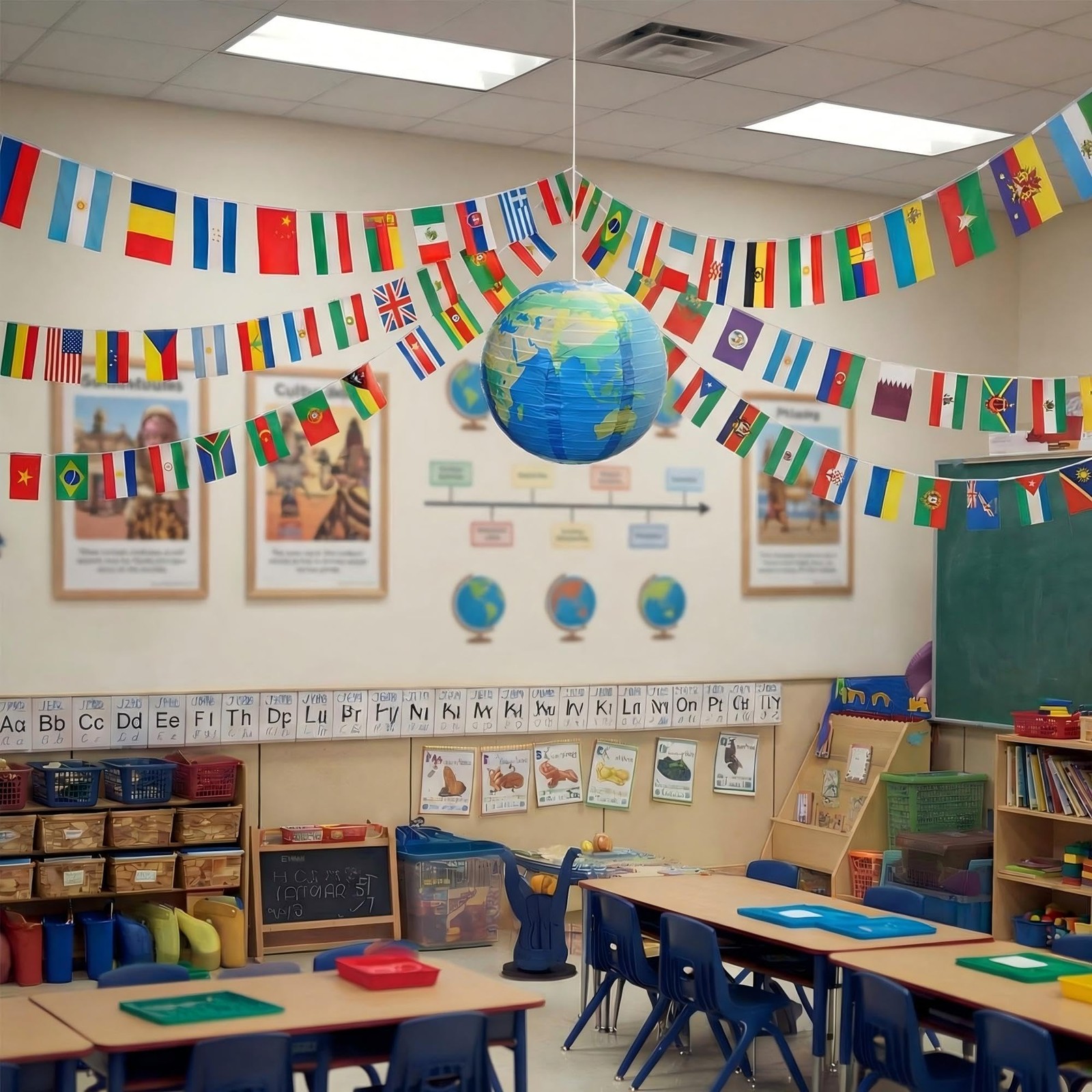 2 Pcs World History Social Studies Classroom Decoration Set 98.4ft 100 Intern…