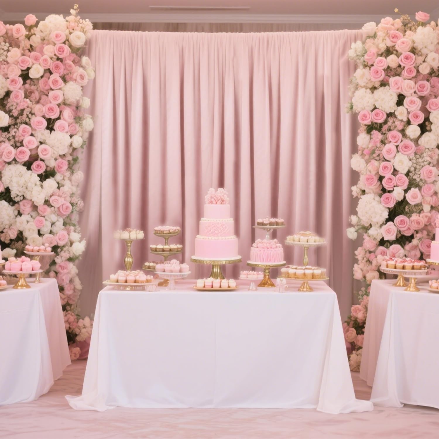 Blush Pink Backdrop Curtains 10×10 Ft 2 Panels Polyester Photography Drapes