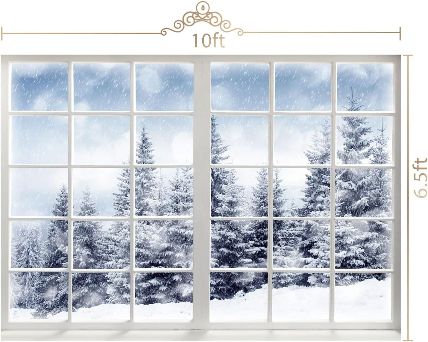 10×6.5ft Winter Forest Window Backdrop – Baby Newborn Winter Wonderland Backdrop