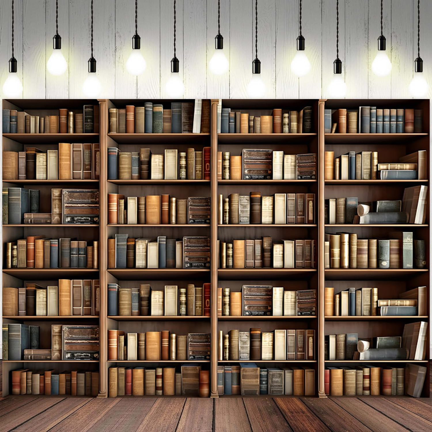 15X8Ft Bookshelf Backdrop Vintage Bookcase Theme Photography Background Books An