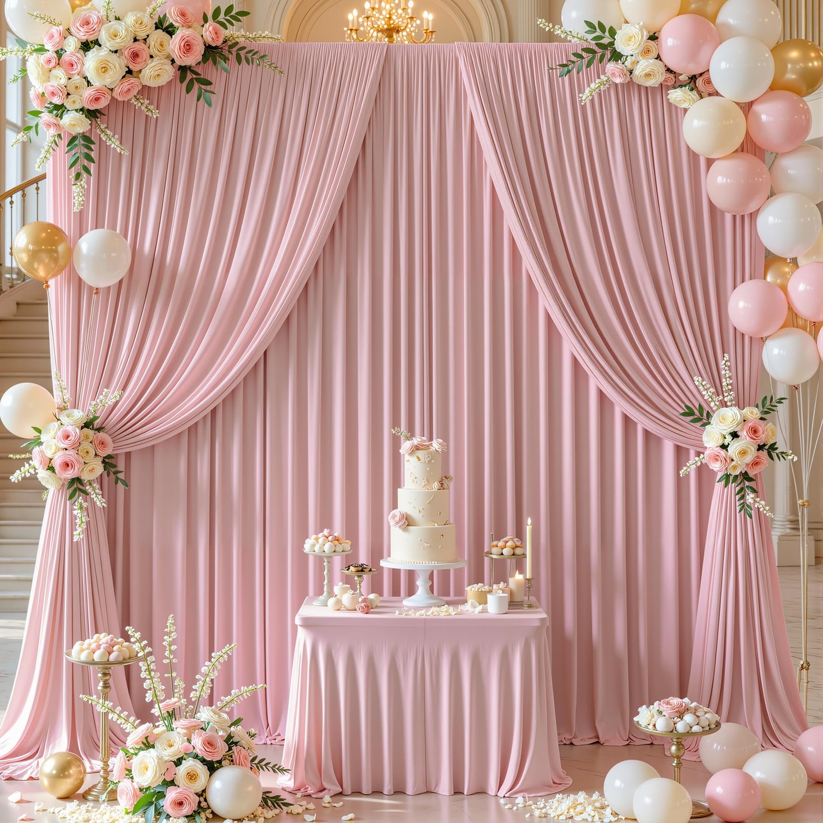 10 Panles Dusty Rose Backdrop Curtains – W4′ x H10′(10 panels),