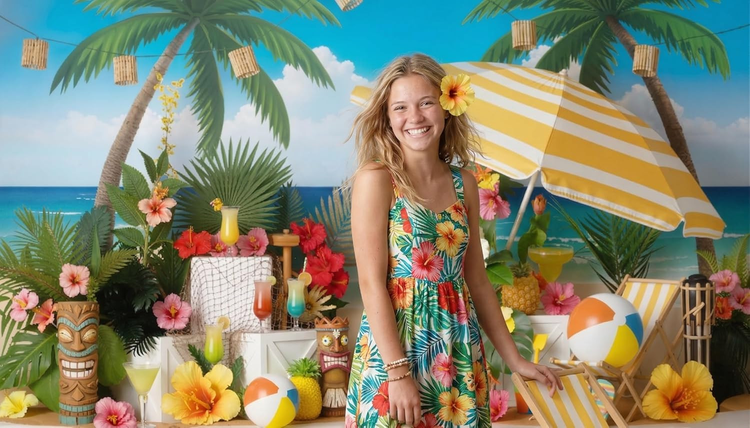 Summer Backdrops for Photography Tropical Hawaiian Beach Vacation Party Decorati