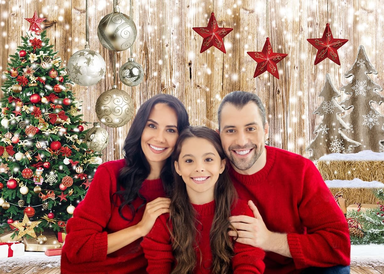 Photography Backdrop Tree Snowman Snowflake Background Happy New Studio Props