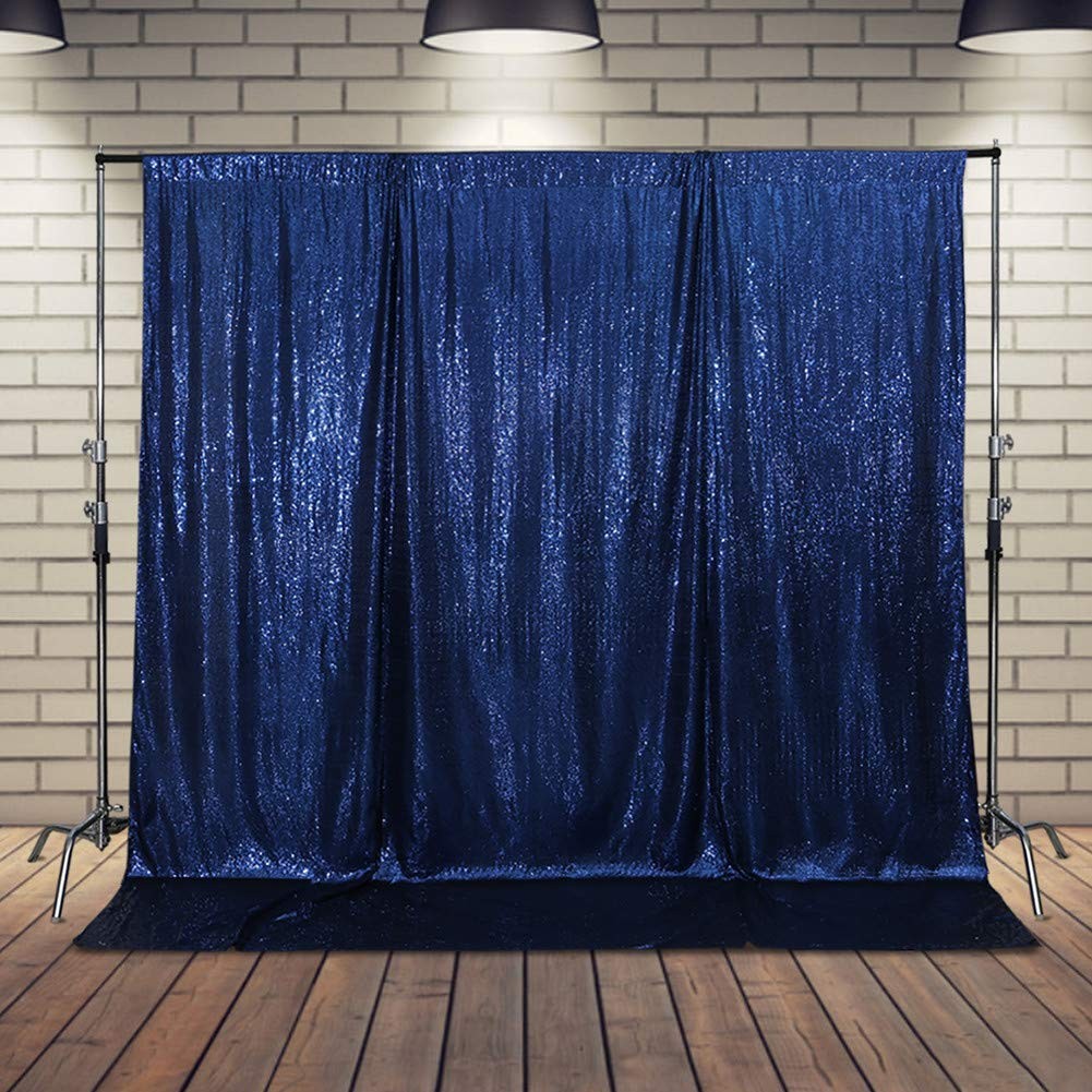 7x7ft Navy Blue Sequin Backdrop, High Density Non-Transparent Glitter Curtain…