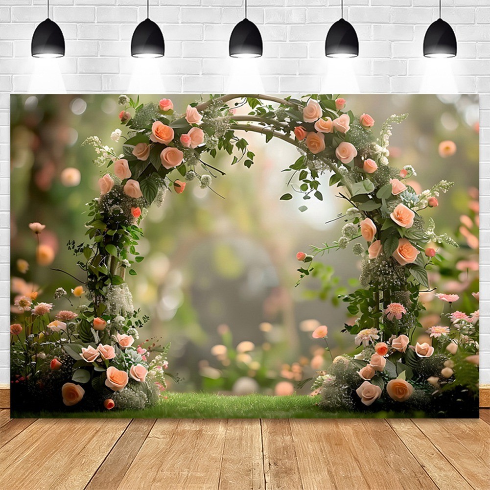 210x150cm Photography Background Fabric Wreath Scenery Wedding 3D Party3558