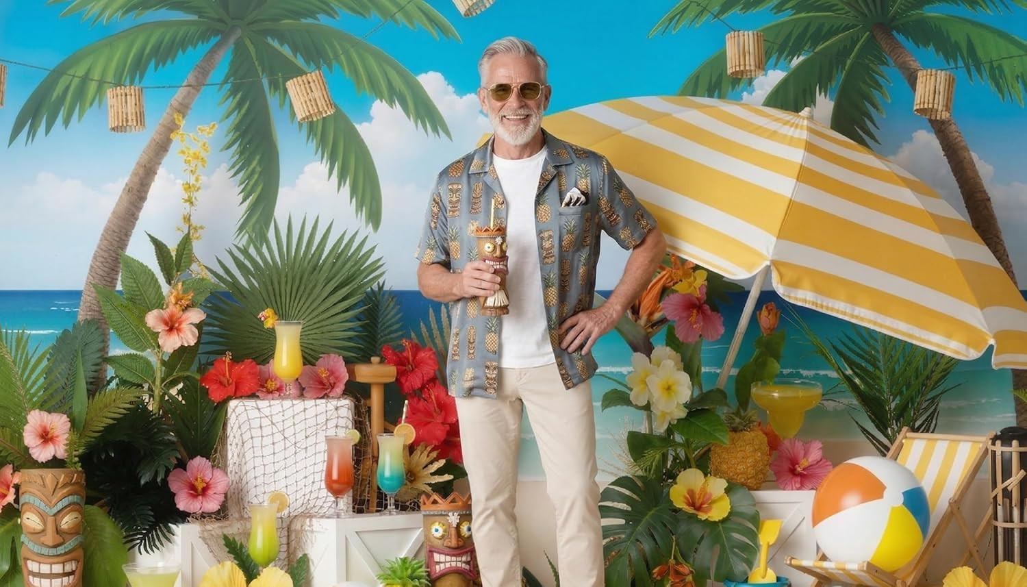 Summer Backdrops for Photography Tropical Hawaiian Beach Vacation Party Decorati