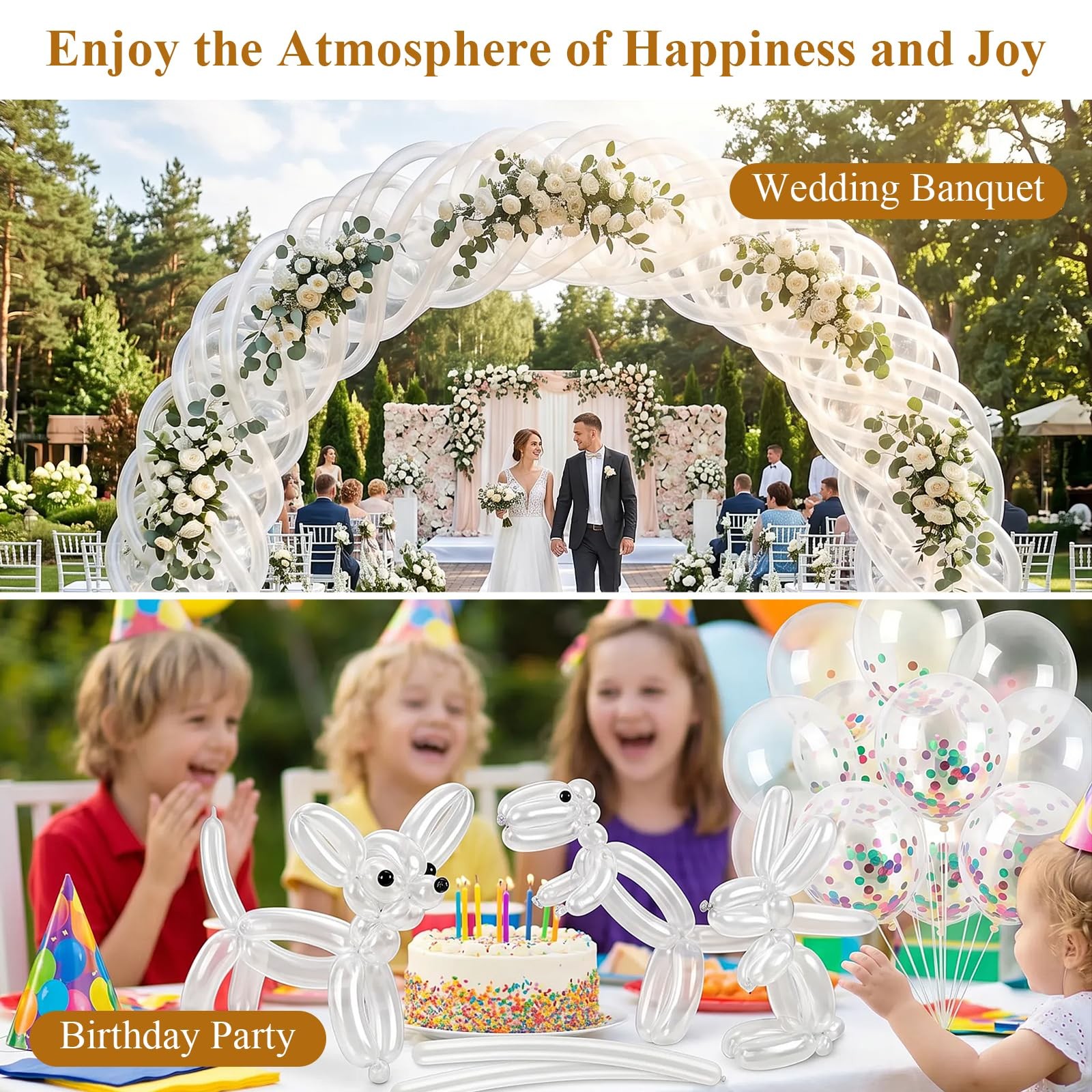 20 Pcs Large Balloon Arch Clips and 100 Pcs 260 Long Balloons, 3.5 Inch Plast…