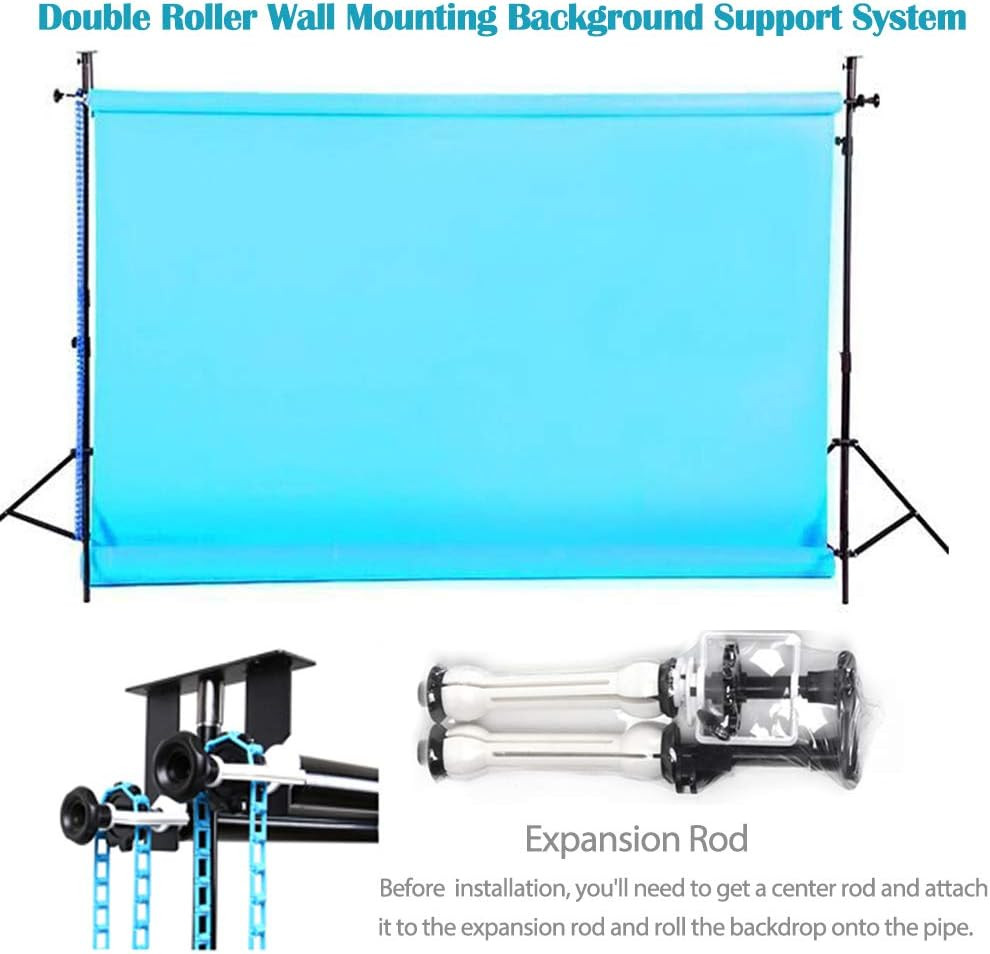 Photography Backdrop Double Roller Wall Mounting Manual Background Support Syste