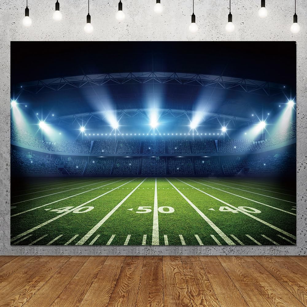8×6 FT Football Stadium Photography Backdrop Night Spotlight Photo Booth Prop
