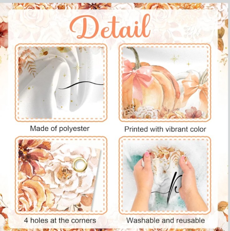 Pumpkin Baby Shower Photo Backdrop Banner Fall Theme Party Decor 70 x 43