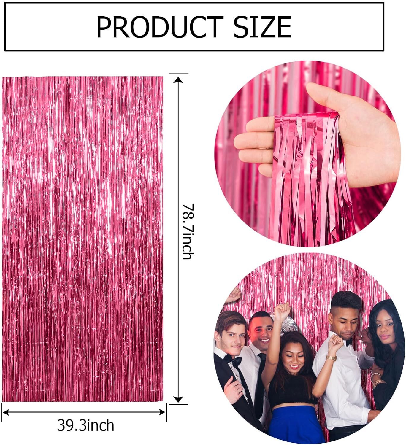 3 Pack Pink Backdrop Birthday Party Decorations Tinsel Foil Fringe
