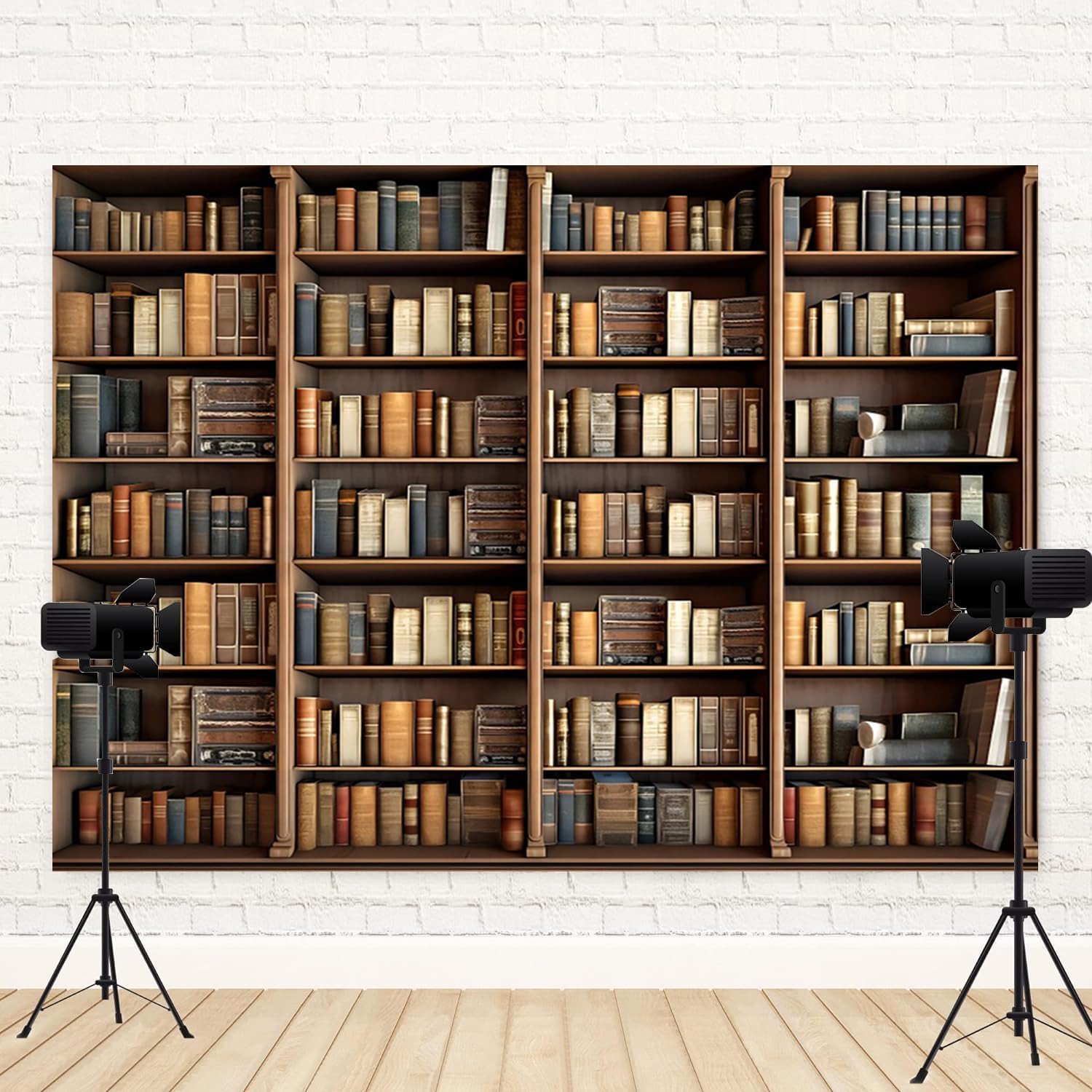 15X8Ft Bookshelf Backdrop Vintage Bookcase Theme Photography Background Books An
