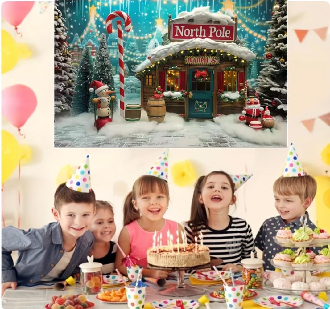 6x4ft Christmas Photography Background North Red and Green (Christmas colors)