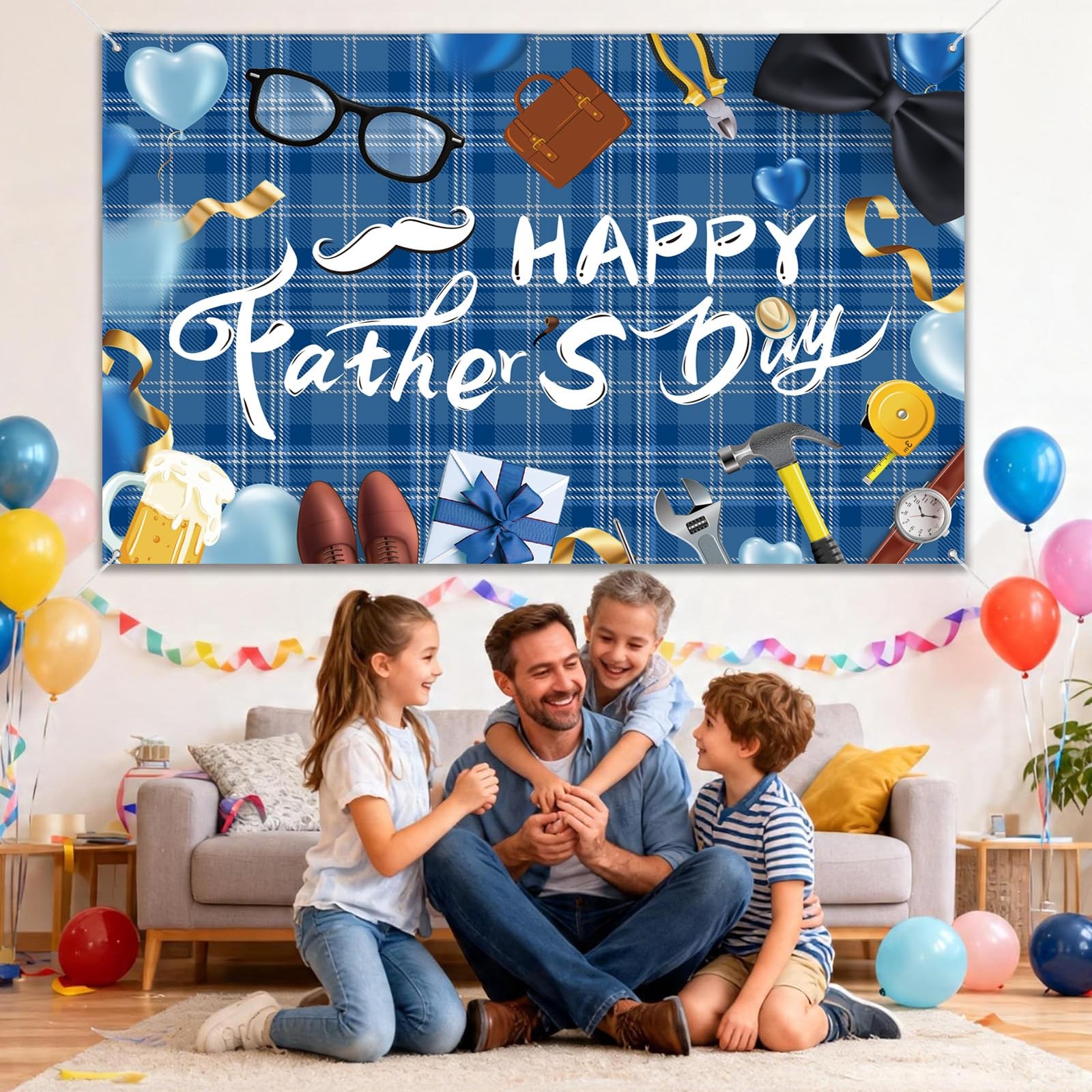 Happy Father’s Day Backdrop Decorations Indoor Outdoor Banner for Photography