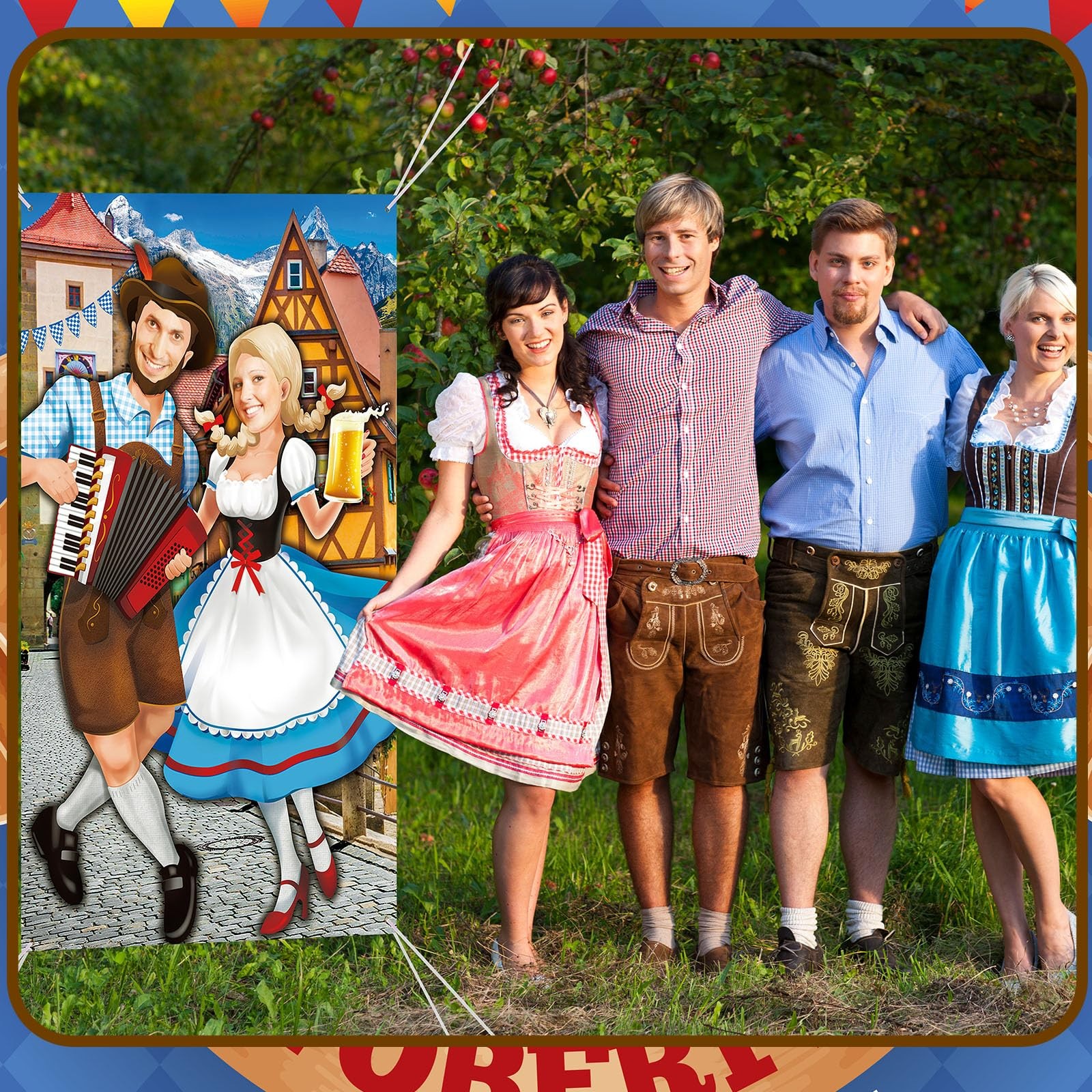 Tudomro Oktoberfest Couple Photo Door Banner Party 6 x 4 ft,