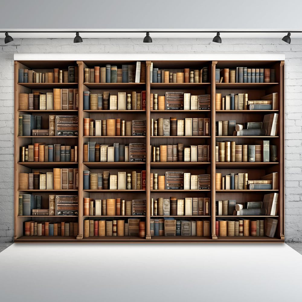 15X8Ft Bookshelf Backdrop Vintage Bookcase Theme Photography Background Books An