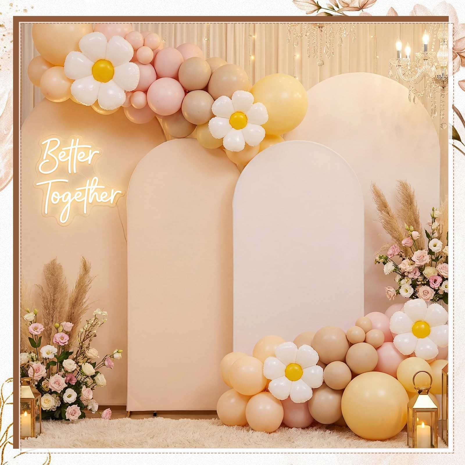 2 Pack Backdrop Stand with Reversible Covers 7.2ft 6ft Metal Arch Frame for B…