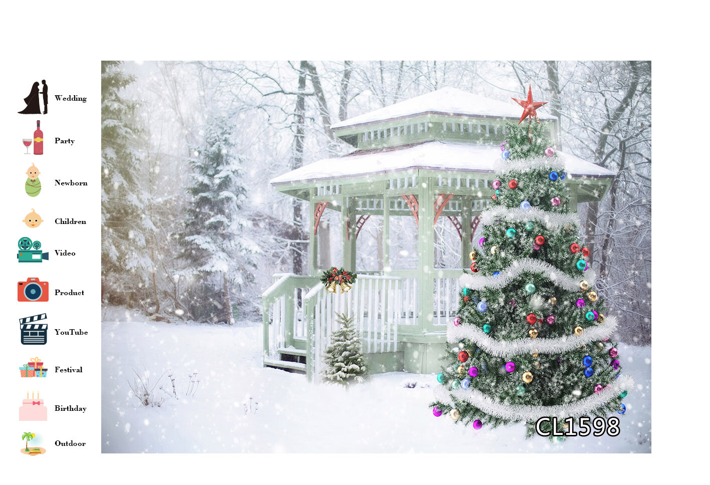 10x8ft Winter Snow Xmas Tree Garden Scene Photo Background Vinyl Studio Backdrop