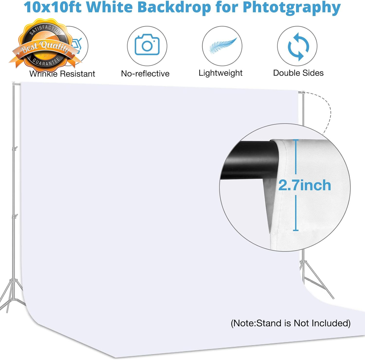 10X10 FT White Backdrop Background for Photography, Large Pure Photo Backdrop Cu
