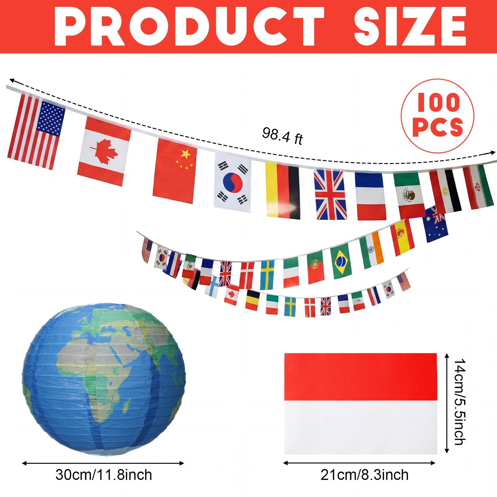 2 Pcs World History Social Studies Classroom Decoration Set 98.4ft 100 Intern…