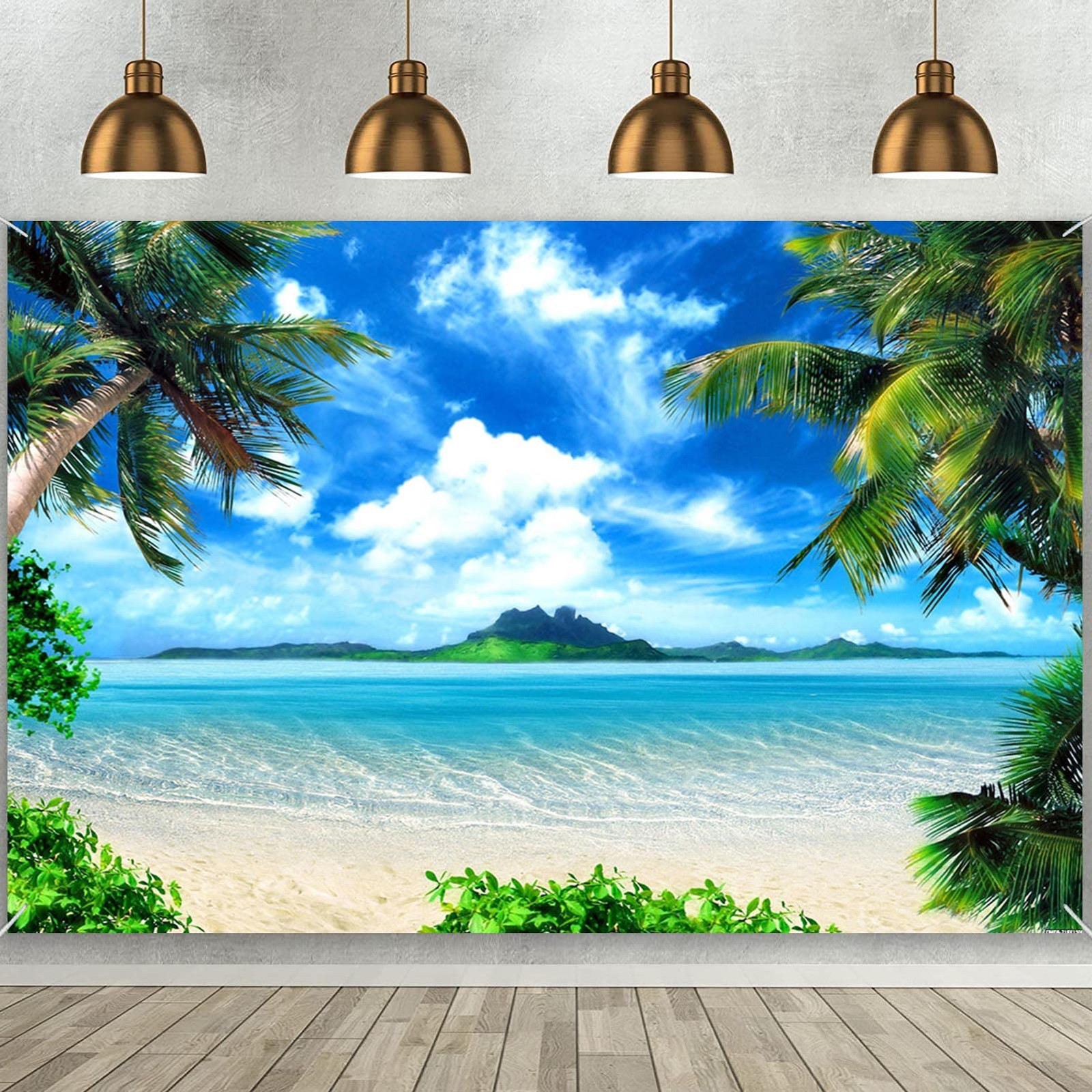 Summer Tropical Beac Photography Backdrops for Hawaii Luau Theme Pool Party