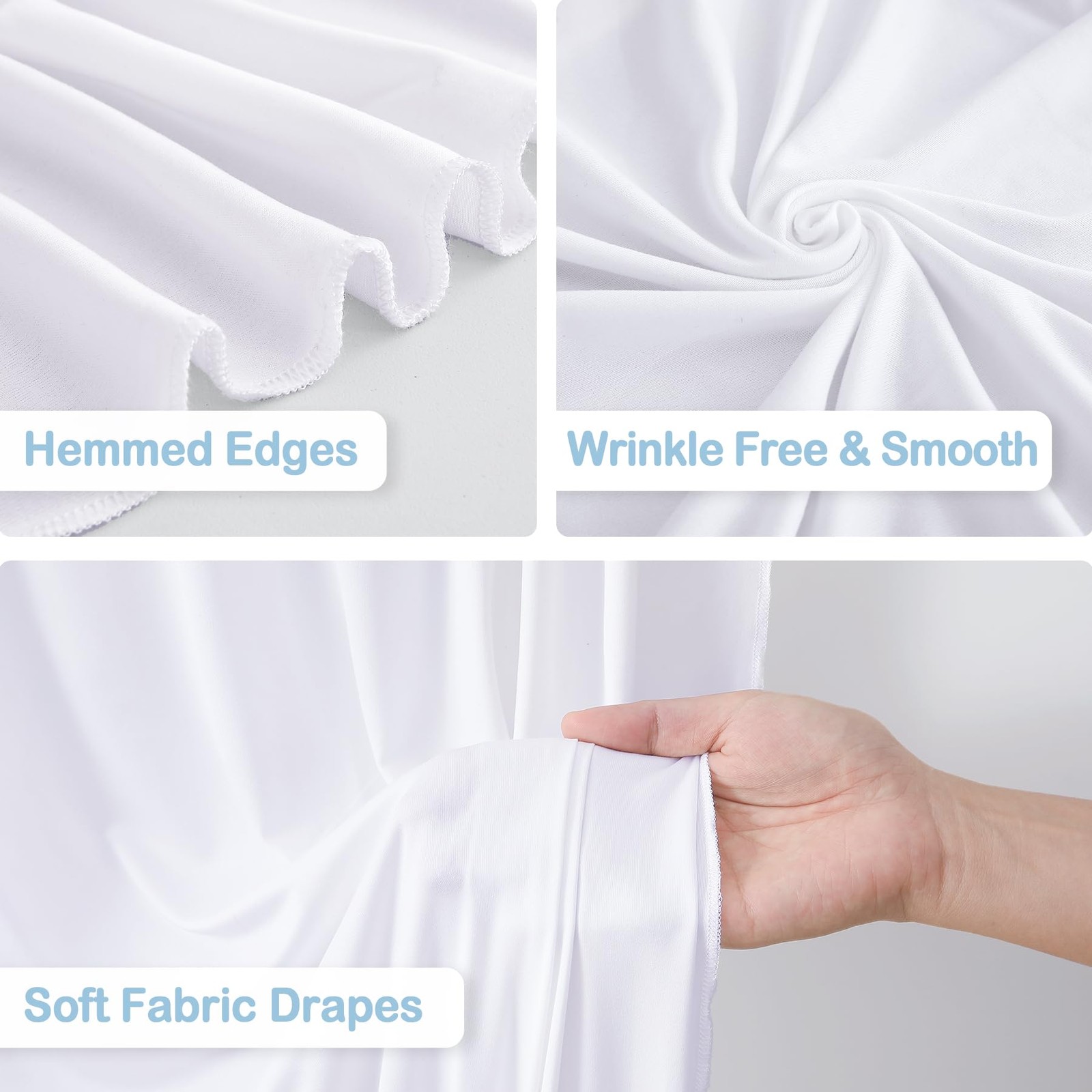 10 Panels White Backdrop Curtains – Wrinkle Free W4′ x H10′(10 panels),