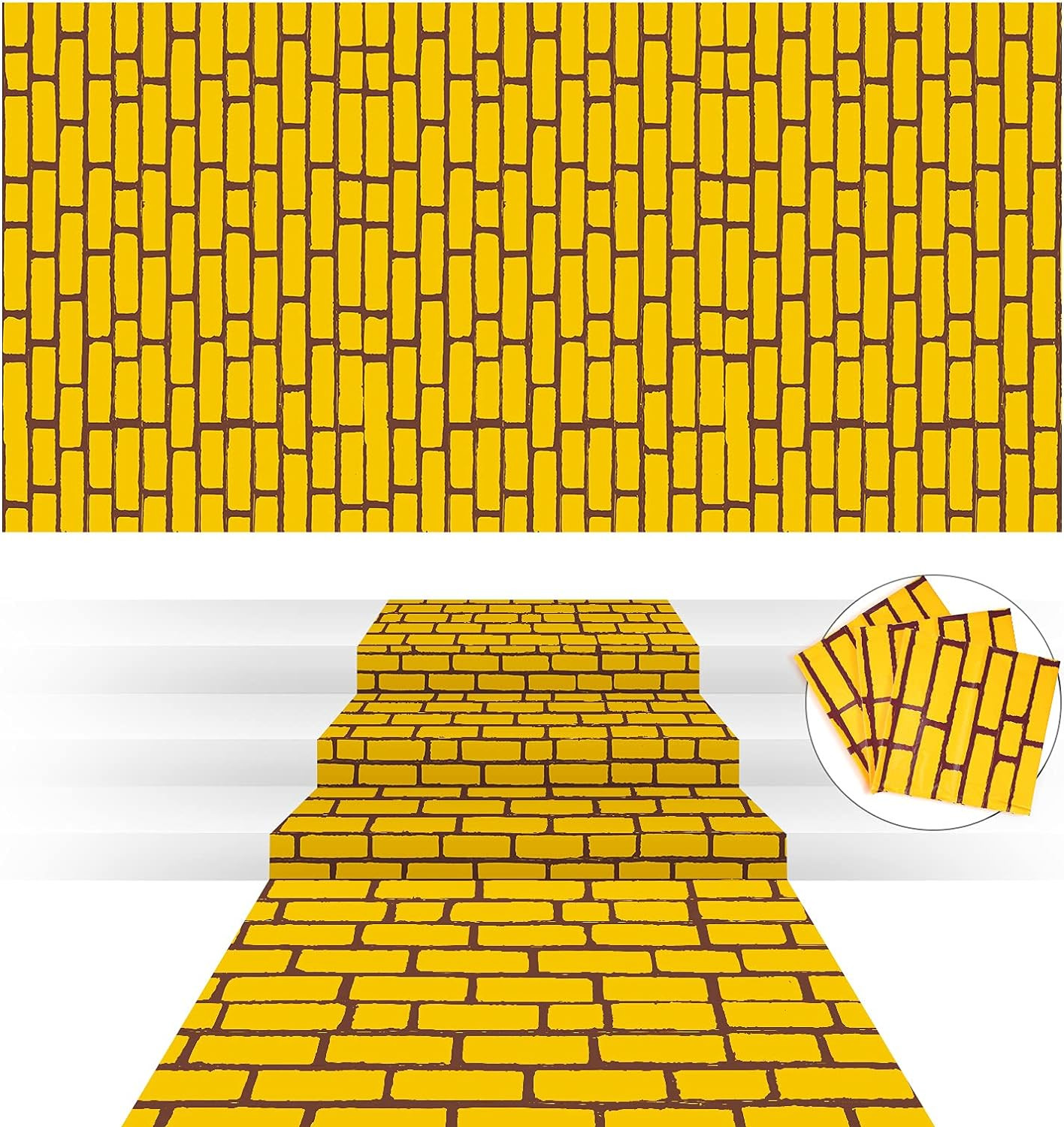 4.5 x 9 Feet Brick Road Runner Novelty Aisle Floor Runner Brick Wall 3 Yellow
