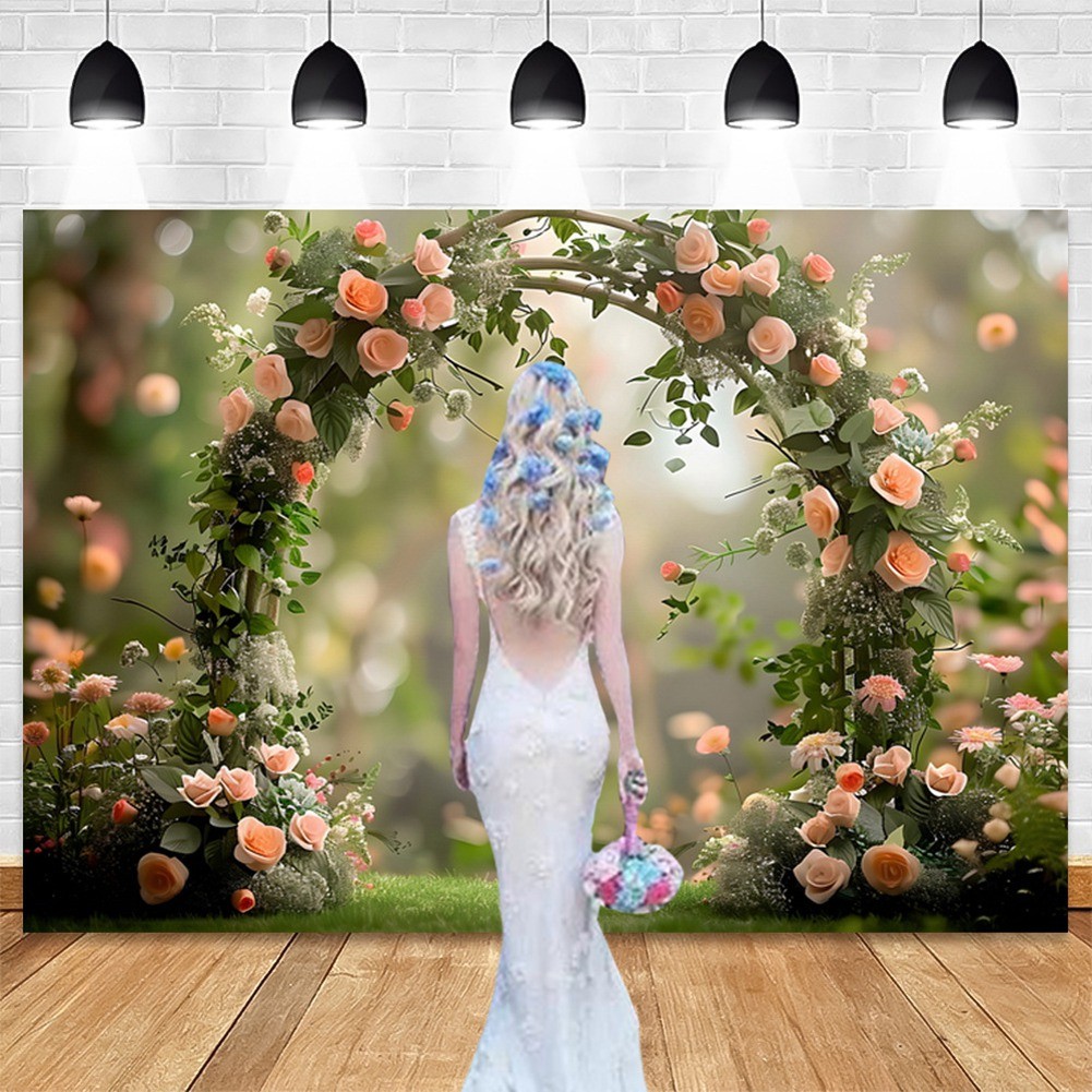 210x150cm Photography Background Fabric Wreath Scenery Wedding 3D Party3558