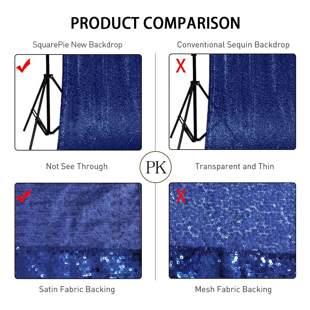 7x7ft Navy Blue Sequin Backdrop, High Density Non-Transparent Glitter Curtain…