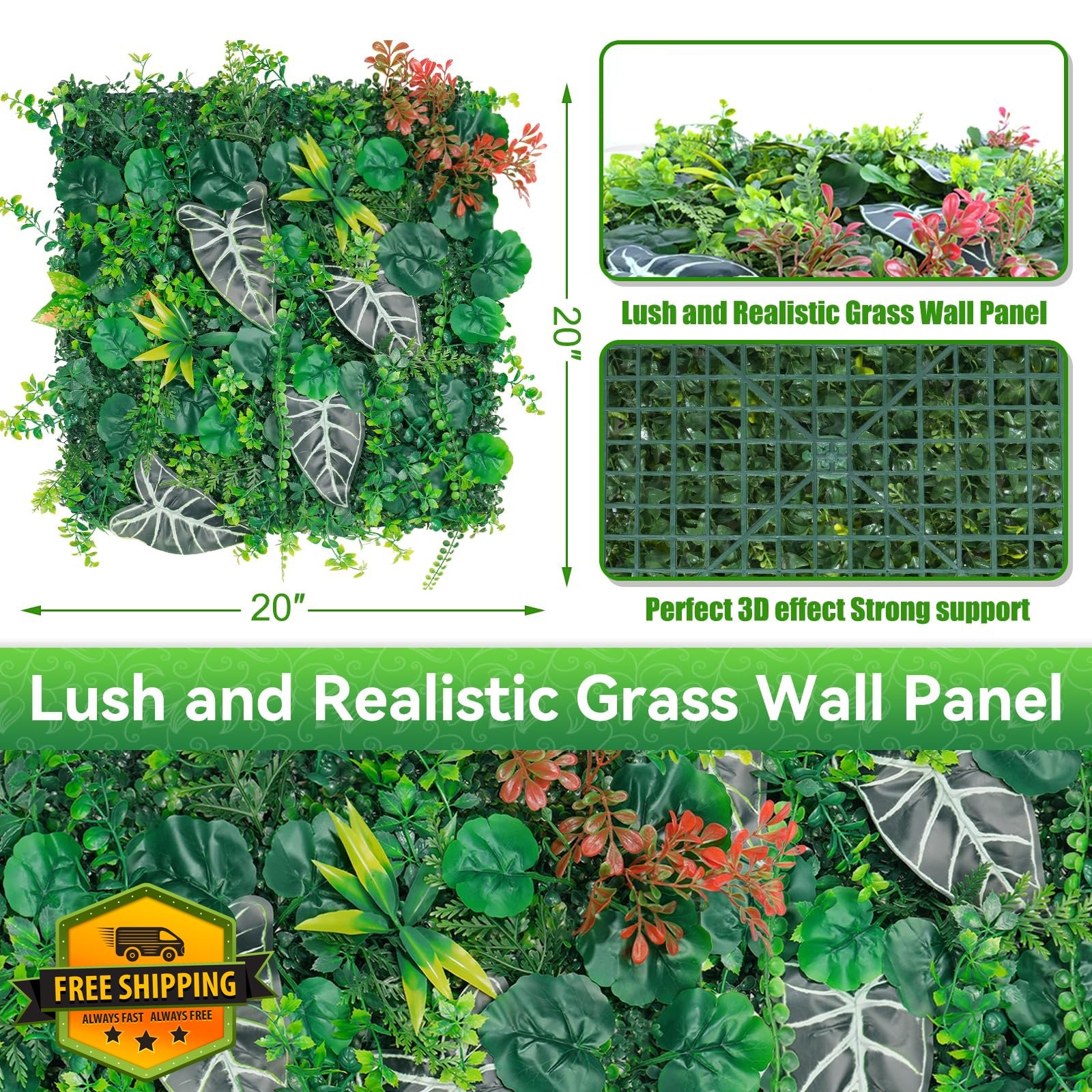 EverNature 20×20″ Grass Wall Panels 12pk UV Greenery Backdrop