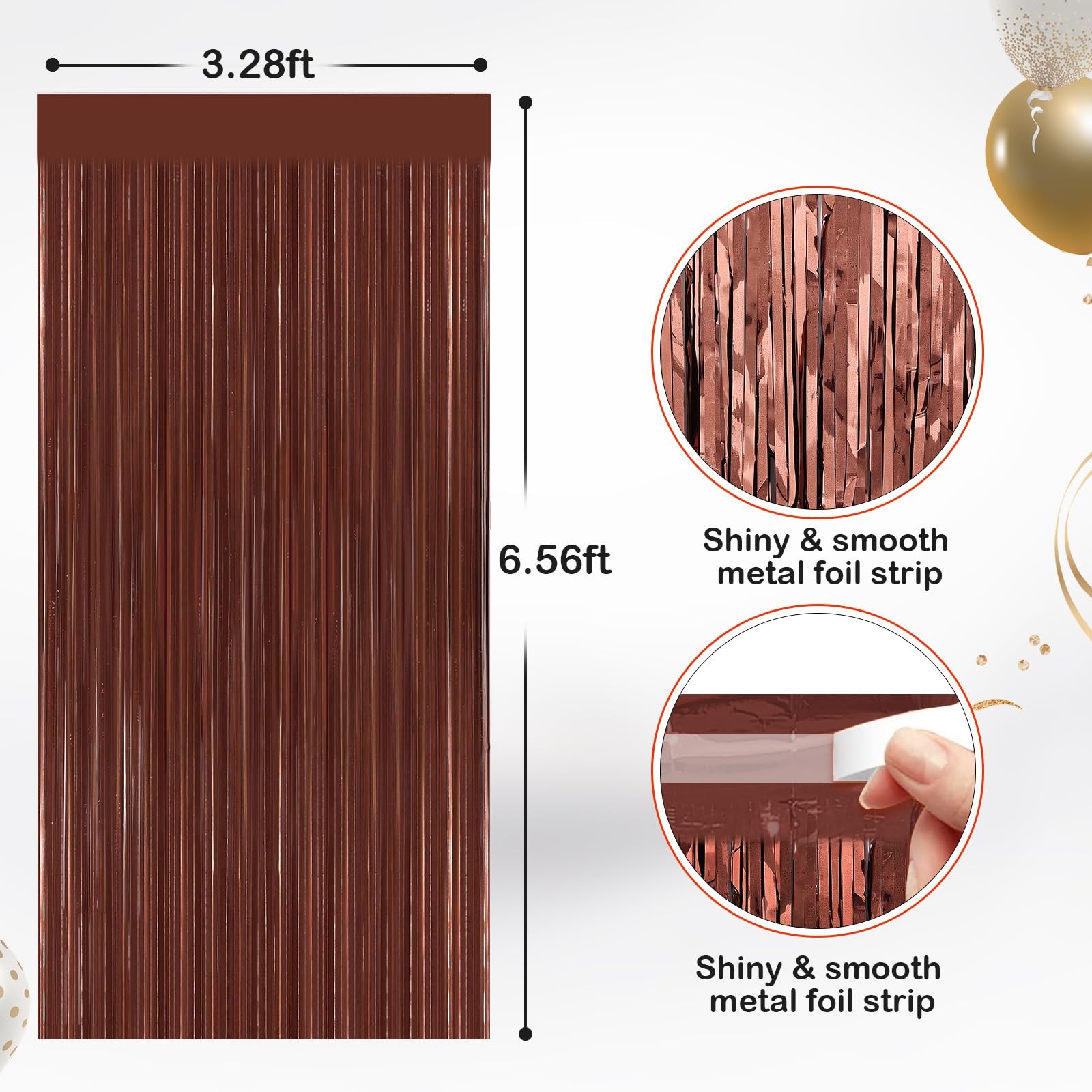 2 Pack Coffee Brown Metallic Tinsel Foil Fringe Curtains, Door Streamers Phot…