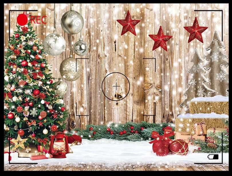 7X5FT Christmas Backdrop Wood Floor Backdrop Winter Snow Xmas Tree Gift 7′x5′