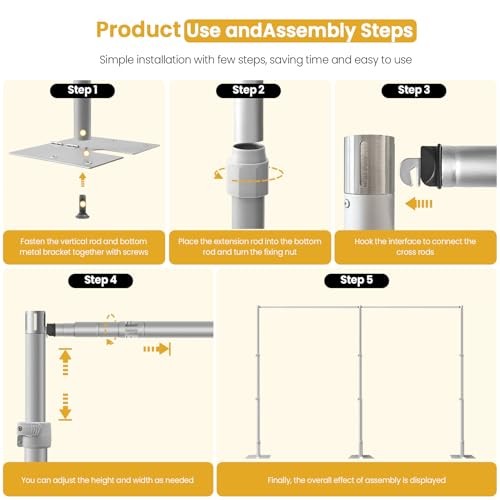 10ft x 20ft Adjustable Backdrop Stand Kit – Heavy Duty Pipe and Drape Stand