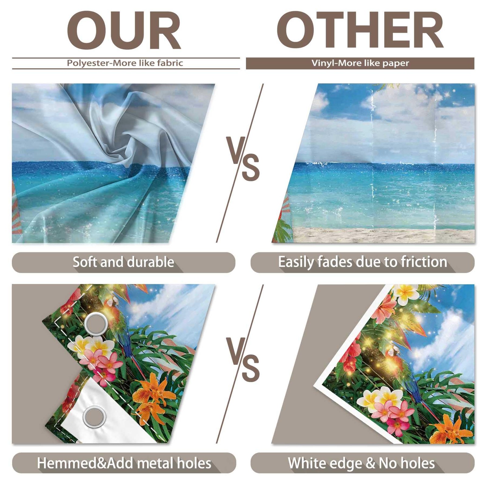YCUCUEI 10x8ft Fabric Summer Hawaiian Beach Photography Backdrop Tropical Flower