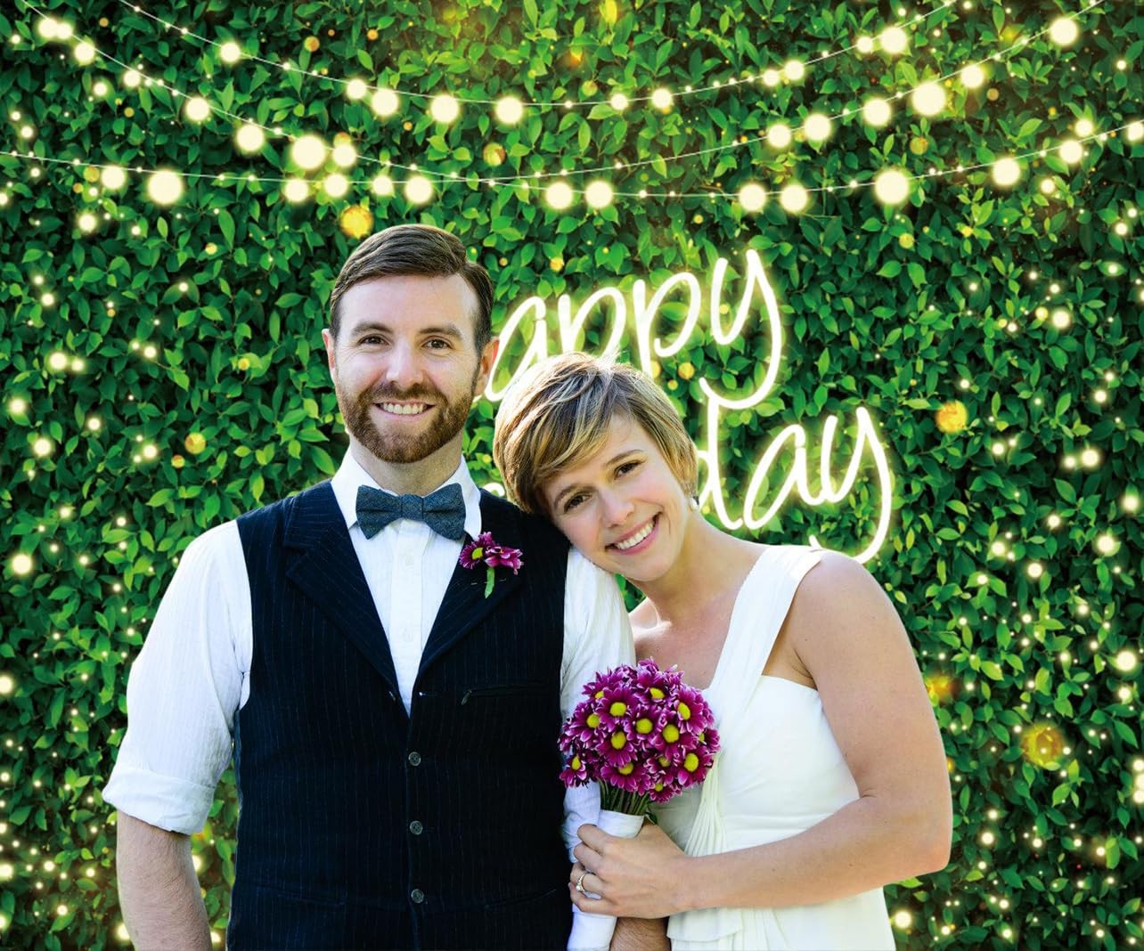 10x8FT Greenery Happy Birthday Backdrop Green Grass Spring Photo Background