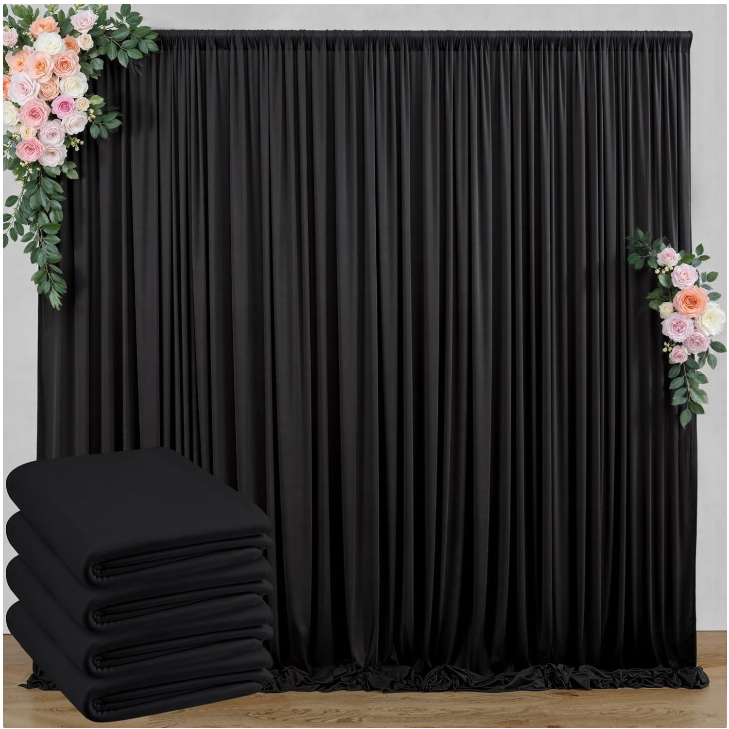 10x20ft Black Backdrop Curtain Set for Parties