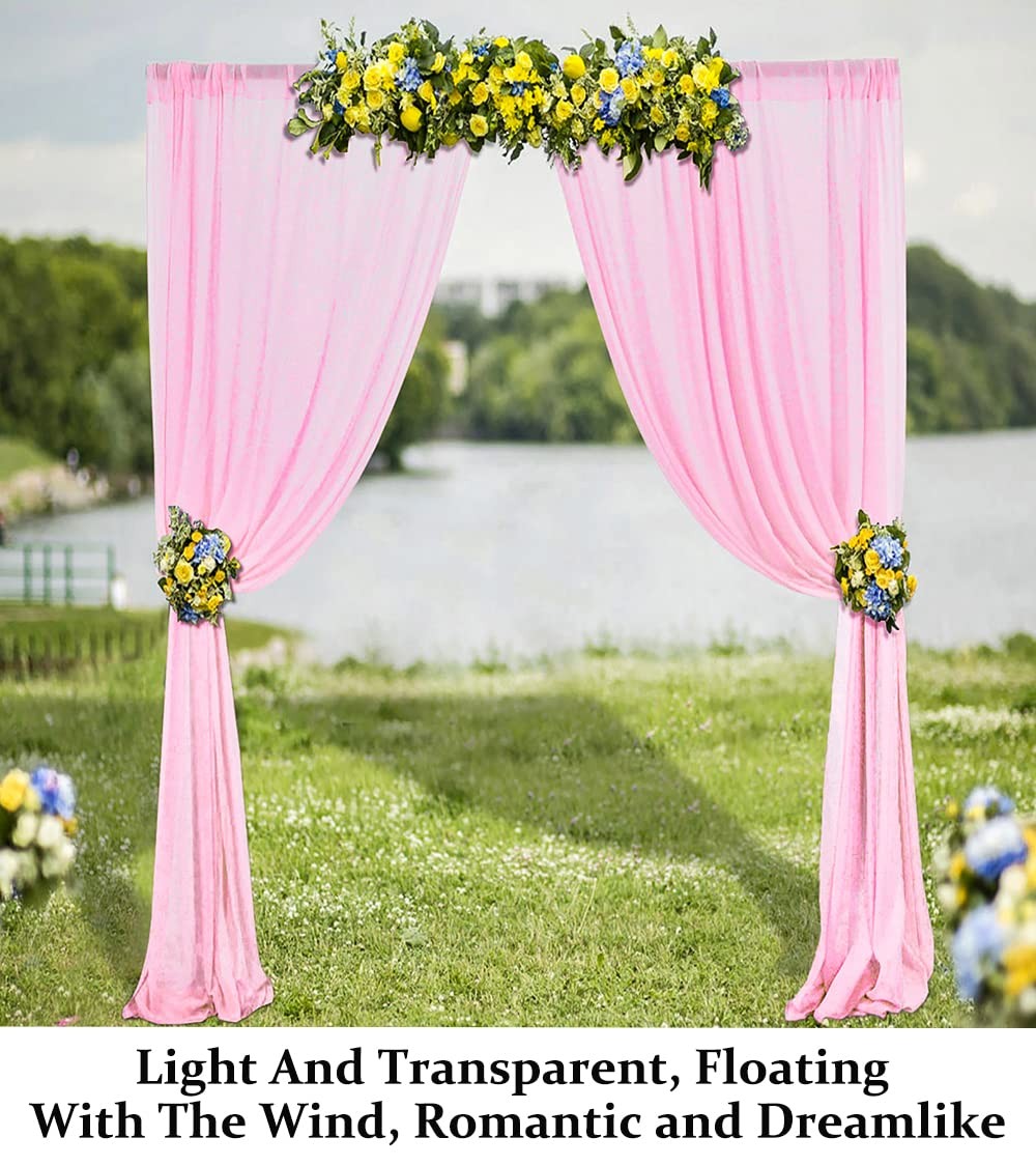 DUOBAO Pink Chiffon Backdrop Curtain-2 Panels 29×120-Inch Wedding Draping Beach
