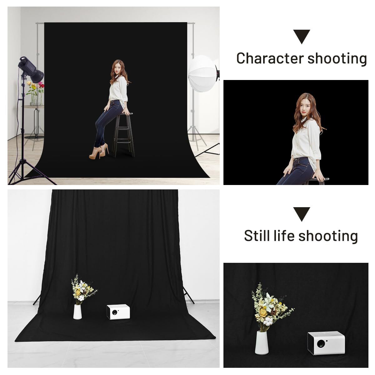 Black Backdrop Background,10 X 7 FT Large Photography Backdrop Photo Photoshoot