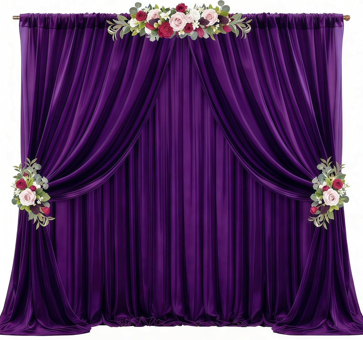 20Ft X 10Ft Purple Backdrop Curtains, Wrinkle-Free Sheer Chiffon Fabric Photo Ba
