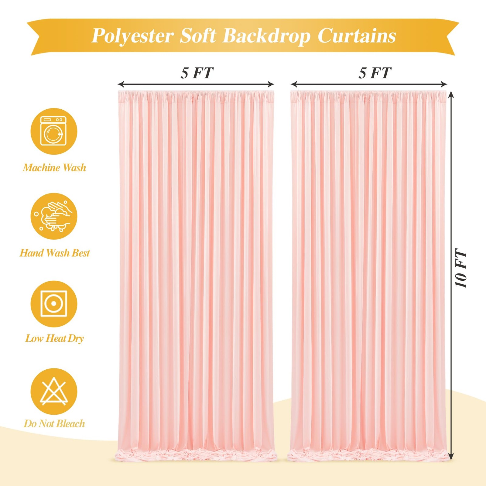 10x10ft Light Pink Backdrop Curtains for Baby Shower Wrinkle Free Pink Photo …