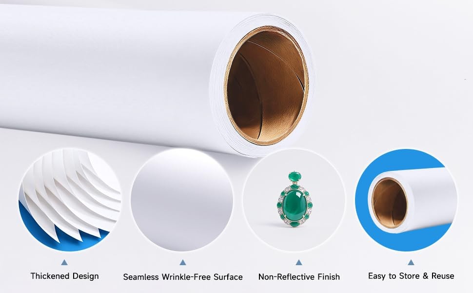 YSKE-Seamless White Paper Backdrop Roll for 92”x36′, Arctic