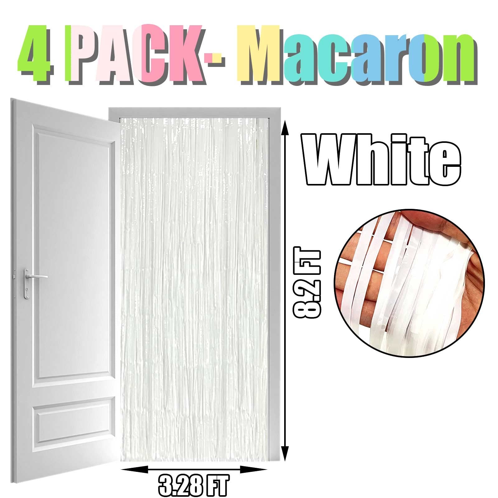 4 PCS Macaron White Foil Fringe Curtain Backdrop Streamers 3.28×8.2 Ft Party