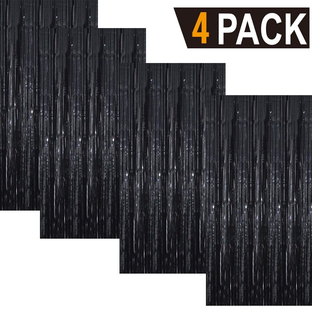 4 PCS 3.2×9.8 Ft Metallic Foil Fringe Curtains Party Backdrop Streamer Decor