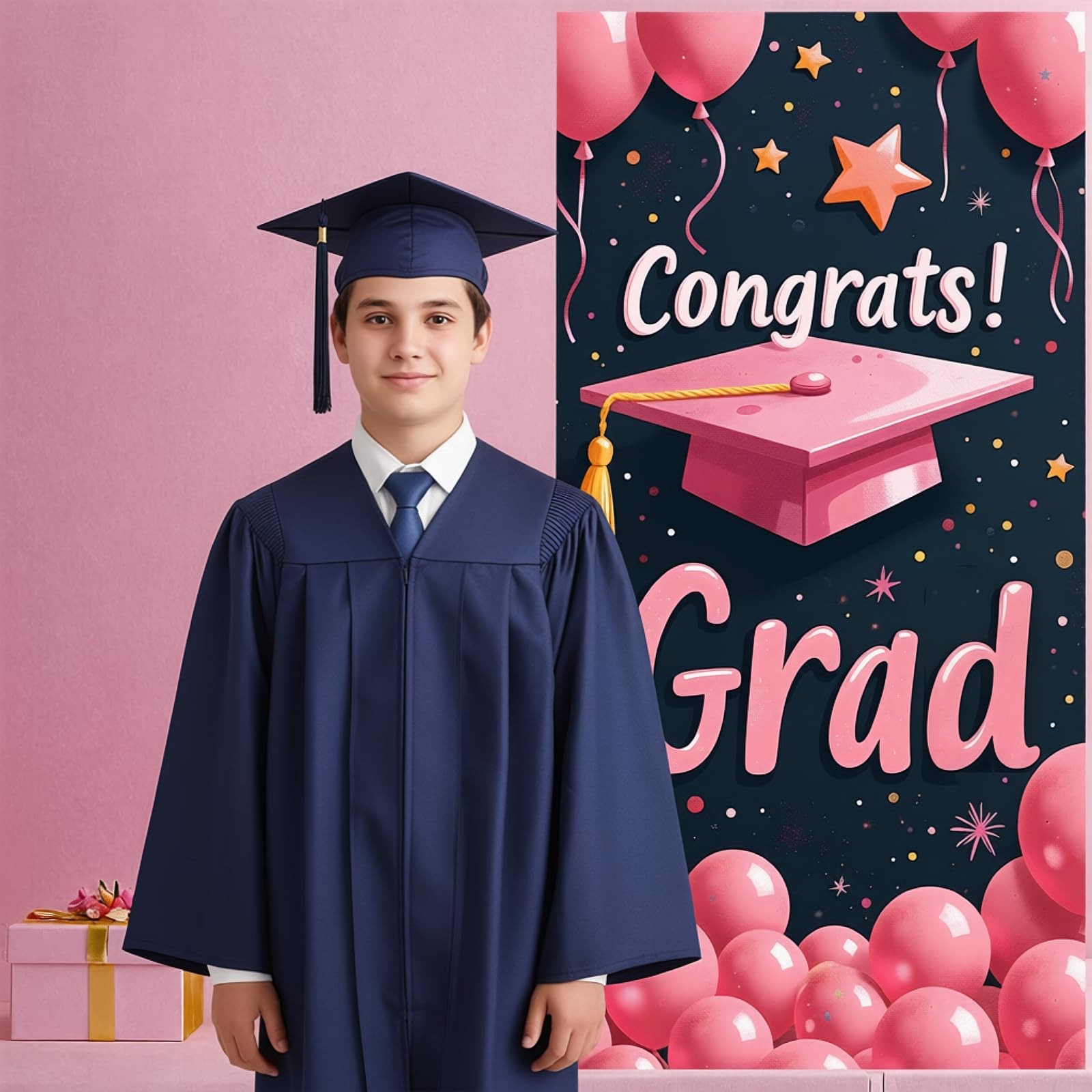 Class of 2026 Graduation Door Cover Banner Party Decorations Pink Congrats Grad