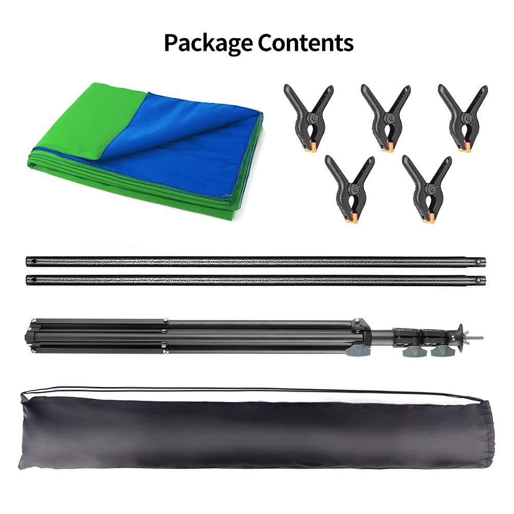 Blue Green Screen Backdrop Kit, 2-in-1 6.5×5 ft Green Screen Stand for Stream…