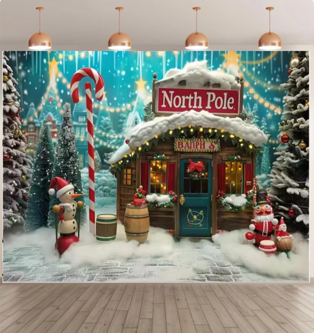 6x4ft Christmas Photography Background North Red and Green (Christmas colors)