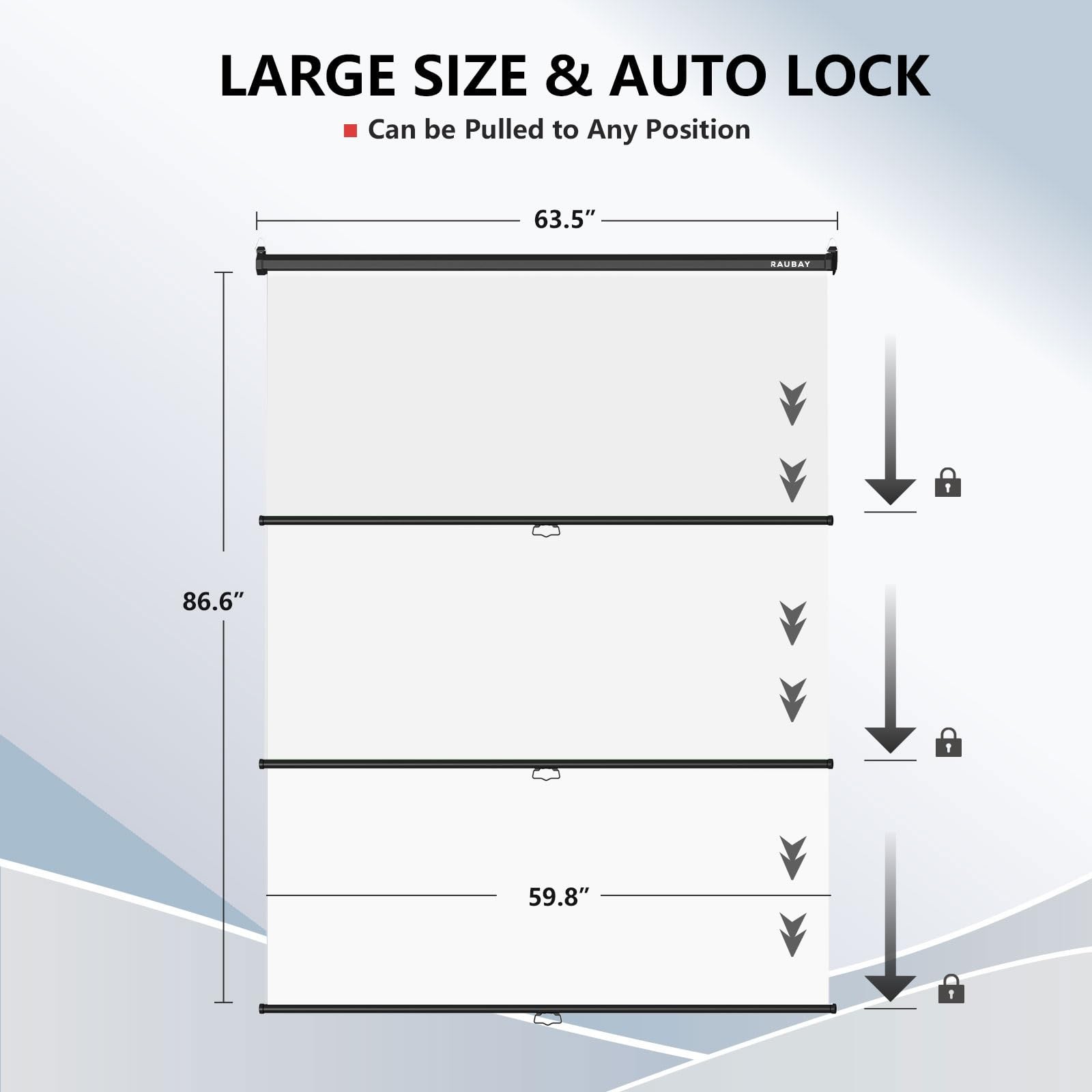 RAUBAY Retractable Pull Down White Screen Standard(59.8 x 86.6in),