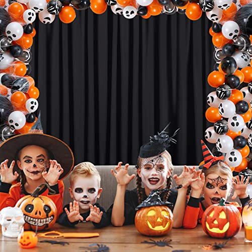 Black Backdrop Curtains 2 Panels 5ft x 10ft Polyester Photo Backdrop Drapes f…
